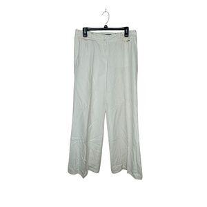 Da-Nang Surplus Women's Pants Logo Wide-Legs Mid-Rise Casual Cotton Cream Size 6